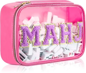 Luxury Embroidered Mahjong Storage Bag Large Capacity Mahjong Case Travel Organizer Multi Color Cosmetic Pouch