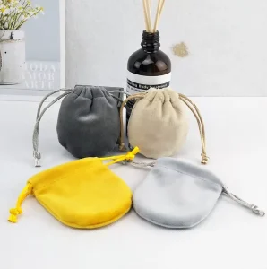 Luxury Faux Suede Velvet Drawstring Jewelry Pouch, Elegant Small Travel Storage Bag for Rings & Earrings