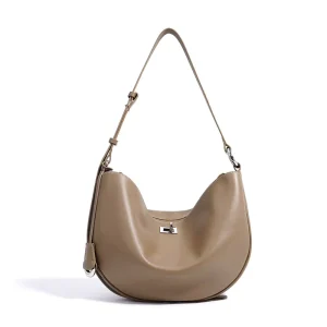Luxury Genuine Leather Shoulder Bags for Women Retro Hobo Half Moon Bag Soft Cowhide Leather Crossbody Handbag Trendy Purse