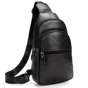 Luxury Genuine Leather Sling Crossbody Bag For Men And Women Shoulder Chest Bag For Work Travel And Daily Use