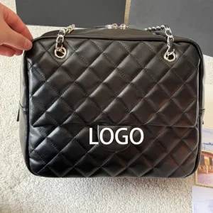 Luxury Genuine Leather Women’s Handbag Single Zipper Fashionable Chain Design Custom Logo Decoration Shoulder Bag