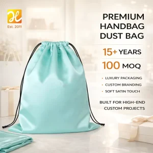 Luxury Handbag Dust Bag Custom Branding Soft Satin Drawstring Pouch for Handbag Shoe Protection and Boutique Packaging