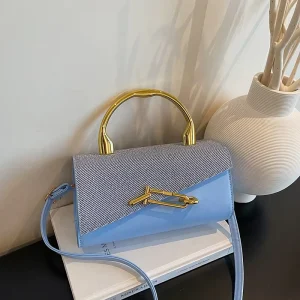 Luxury Handbag Women Metal Handle Satchel Bag Niche Design Evening Bag Two Tone Shoulder Bag Crossbody Bag