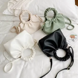 Luxury Handbags for Women Famous Brands Pu Fashionable Single Strap Lady Handbags Solid Color Black Cute Handbags