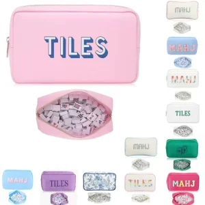 Luxury Mahjong Tiles Storage Bag Zipper Waterproof Foldable Organizer Case for American Mahjong Game Set Accessories