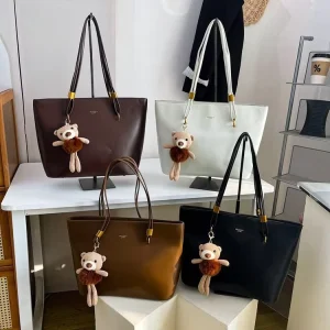 Luxury PU Leather Lady’s Large Handbags with Pendant Tote Bags Fashion Lady’s Commuting