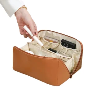 Luxury PU Leather Pouch with Custom Logo Custom Makeup Tools Cosmetic Bags