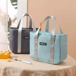 Luxury Portable Tote Lunch Bag New Design with PU Leather Cotton Materials Insulated Zipper Carry for Portable Lunches