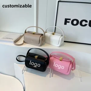 Luxury Retro Crossbody Shoulder Bags with Button Closure for Ladies Small Square PU Leather Single Shoulder Bag Custom Logo