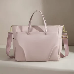 Luxury Saddle Shape Nylon Waterproof Handbags with Large Capacity Crossbody Strap for Women Pink Handbags