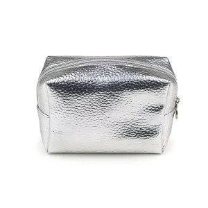 Luxury Shiny Metallic Effect Private Label Travel Cosmetic Bag Professional Pu Leather Makeup Toiletry Bag