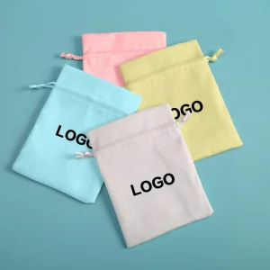 Luxury Soft Color Velvet Pouch for Jewelry Customized Drawstring Velvet Bags Dust Gift Cosmetic Packaging Bag