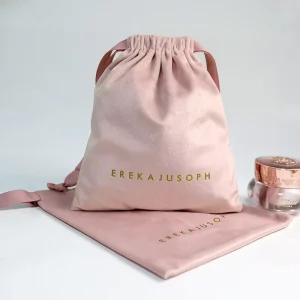 Luxury Soft Pink Velvet Pouch For Jewelry Customized Drawstring Velvet Bags Dust Gift Cosmetic Packaging Bag