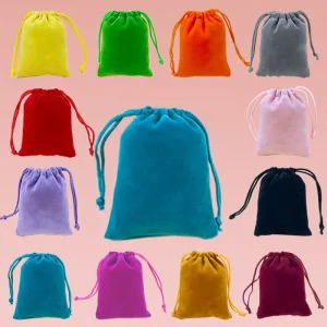 Luxury Soft Pink Velvet Pouch for Jewelry Customized Drawstring Velvet Bags Dust Gift Cosmetic Packaging Bag