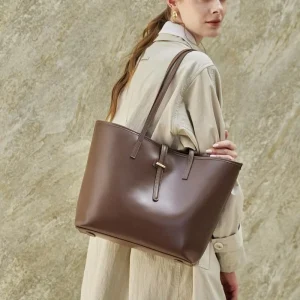 Luxury Top Grain Cowhide Leather Tote Bag for Women Large Capacity Shoulder Bag Minimalist Shopping Bag Tote Bag