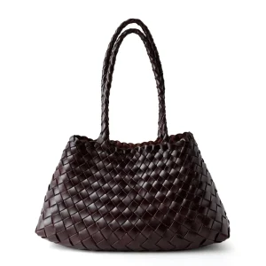 Luxury Women Genuine Leather Braided Handmade Woven Handbag Cowhide Basket Tote Shopping Bag Customs Logo