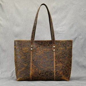 Luxury Women’s Fashion Handbag Large Capacity Retro Shoulder Tote Bag with Zipper Closure
