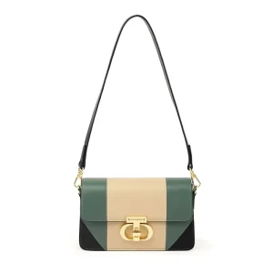 MAGNOLIA Women’s Cross Body Shoulder Bag Durable PU Leather Lock Closure Stylish Stitching Portable Office Use Polyester Lining
