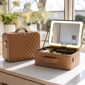MSQ Professional Beauty Makeup Case Box Fashion PU Cosmetic Bag Portable with Custom Logo Soft Hardness