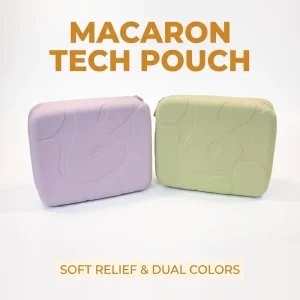 Macaron Silicone Tech Organizer Pouch Portable Hard Shell Zipper Case for Cables Earphones & Cosmetics