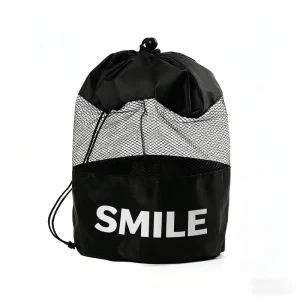 Manufacturer Black Polyester String Bag Custom Durable Round Bottom Waterproof Polyester Mesh Drawstring Bags