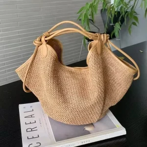 Manufacturer Custom Women Beach Handbags Straw Tote Bag Casual Large Capacity Ladies Shoulder Bags Lightweight