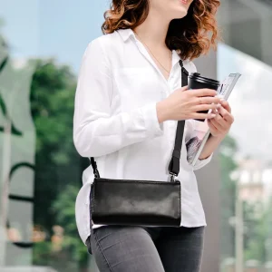 Manufacturer Customization Genuine Leather Soft Women Durable Shoulder Bag Wallet Crossbody Bag Lady Fashion Style Zip Chain