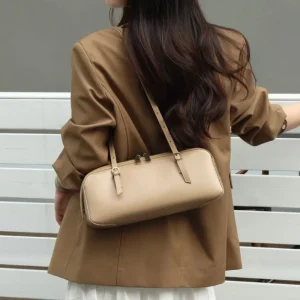 Manufacturer First Layer Cowhide Niche Leather Women’s Stylish Crossbody Shoulder Bags ZIP Closure Simple Design