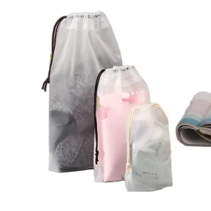 Matte PE Heat Seal Drawstring Packaging Bags for Clothes Shoes Socks Underwear Dustproof Travel Storage