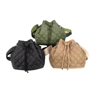 Medium Puffer Crossbody Bag For Women Handbag Bucket Bag Purse With Drawstring Lightweight Fashion Soft Bag