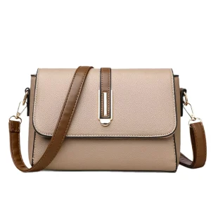 Medium Square Button Closure Single Straps Vintage Leather Texture Lady Fashion Design Crossbody Bag