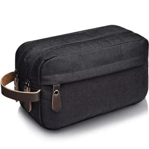 Men’S Toiletry Bag Portable Custom Logo Grey Polyester Handel Make Up Bag With Zipper
