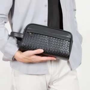 Men’s Single Shoulder Crossbody Handbag Multi-Pocket Business Phone Carry Wear-Resistant Clutch Bag