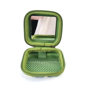 Mini England Style EVA Make up Zipper Case Cosmetic Pouch Holder Lipstick Sample Clutch Bag with Mirror Custom Logo Size