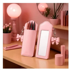 Mini Portable Lipstick Bag With Mirror Small JEWELRY Cosmetic Bag Makeup Storage Case