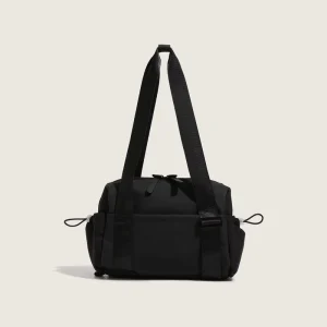 Minimalist Black Nylon Fashion Crossbody Bag with Zipper Closure Stone Pattern Single Strap for Men Women Daily Commute and Travel