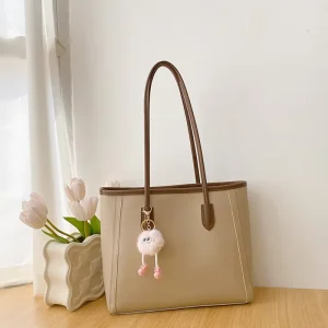 Minimalist Commuting Solid Color Retro Large-Capacity Textured Underarm Handbag and Shoulder Bag for Women