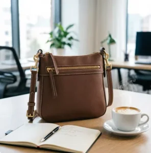 Minimalist Genuine Leather Women’s Crossbody Bag Solid Color Zipper Closure Shoulder Handbag