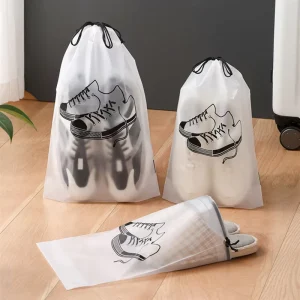 Modern Double-Sided Frosted Plastic Shoe Storage Bag Waterproof Dustproof Travel Sub-Bag Drawstring for Moving Bundle Pocket