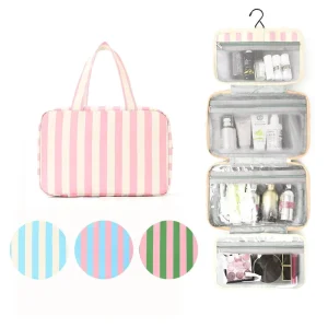 Monogram Portable Foldable Large Capacity Make up Bag Travel Fold Make up Organizer Toiletry Bag for Trips