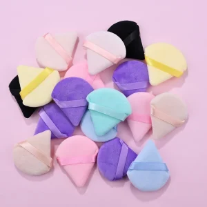 Multi Colors Soft Velour Triangle Makeup Puff Washable Customized Powder Puff for Face