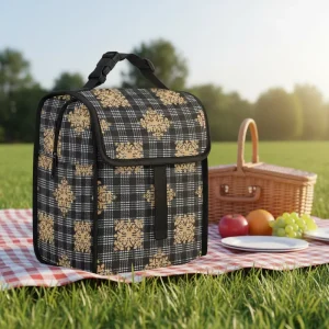 Multifunction Waterproof Insulated Cooler Bag Custom Hawaiian Palaka Quilt Design Print Large Capacity Tote Thermal Lunch Bag