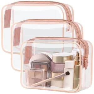 Multiple Sizes Personalized Logo Color Clear Makeup Pouch Waterproof Transparent PVC Cosmetic Bags