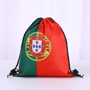 National Flag Team Football Fans Drawstring Backpack Bag for Soccer Portugal Waterproof Polyester