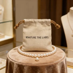 Natural Linen Hemp Cotton Drawstring Jewelry Bag Pouch With Logo Imprint & Divider