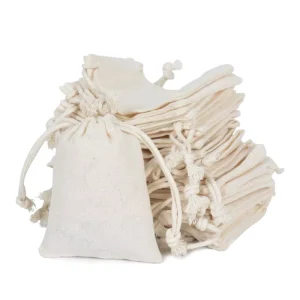 Natural Pure Cotton Drawstring Bags Custom Logo Size Small Storage Cotton Pouch Muslin Dust Bag