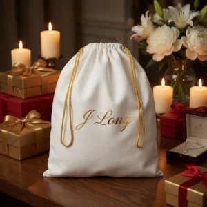 Natural Satin Drawstring Bag Reusable Jewelry Packaging Bag Soft Custom Logo Dust Bag