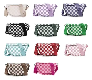 New Arrival Checkered Style Cross Body Bags Fanny Pack Waterproof Nylon Belt Bag Large Capacity Casual Sport Waist Bags