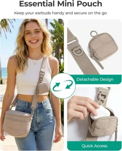 New Arrival Puffy Saddle Bags Waterproof Nylon Quilted Fanny Bag Women Puffy Padded Crossbody Waist Bags with Small Punch