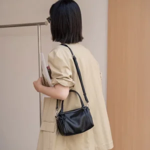 New Arrival Trendy Genuine Leather Small Shoulder Bag Portable Top Handle Handbag Casual Crossbody for Women Daily